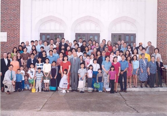 Photo of church members, color.