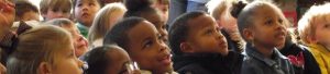 Children watching storytime.