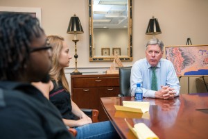 President LaForge discusses Poland with students.