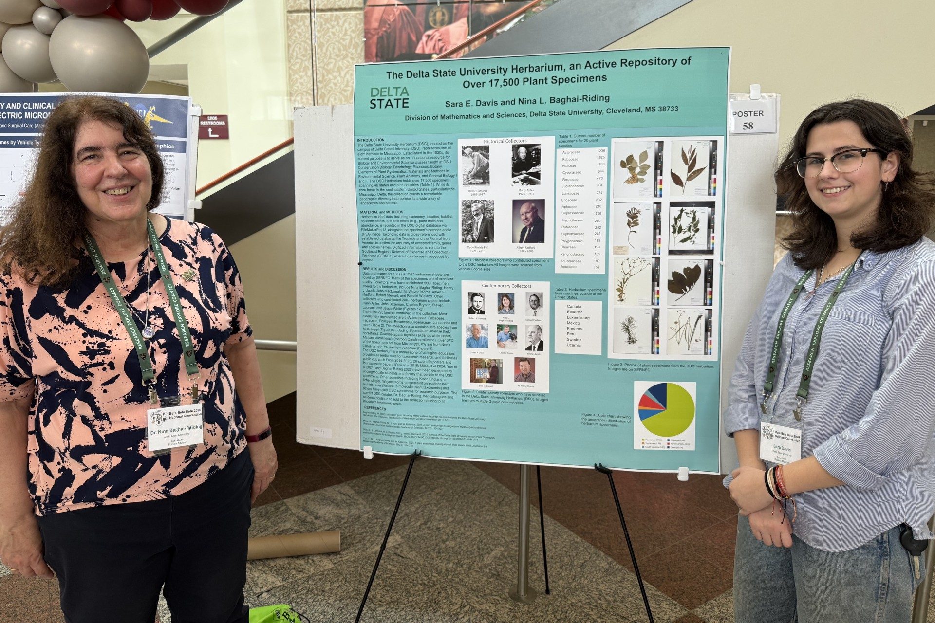 Delta State professor and student presenting research on the Delta State University Herbarium at a research conference.